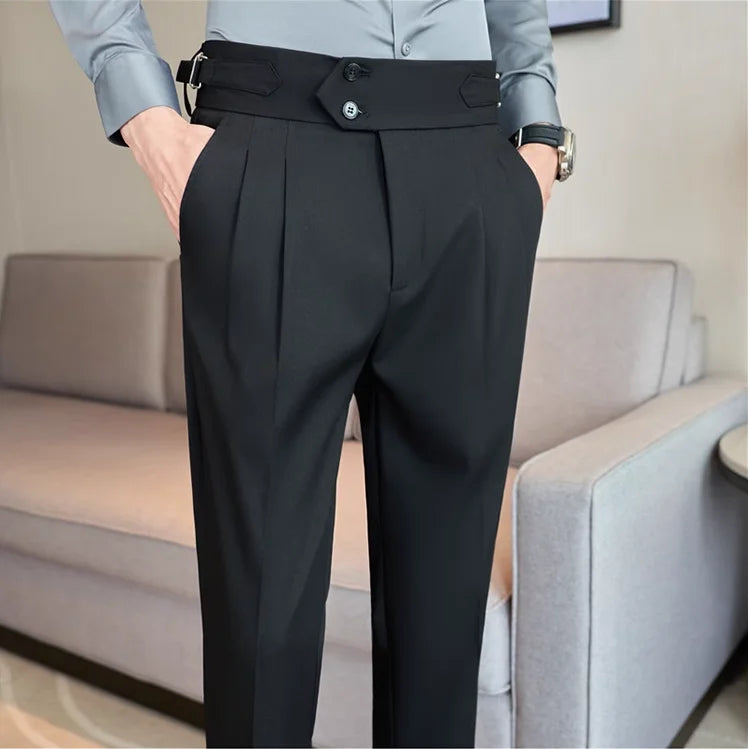 Grexy Slim - 2026 Spring Men High Waist Pant Casual Slim Belt Design