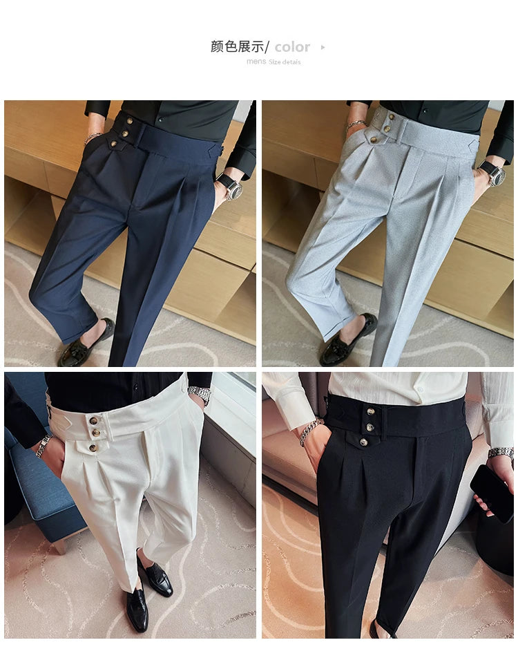 Grexy Slim - 2026 Spring Men High Waist Pant Casual Slim Belt Design