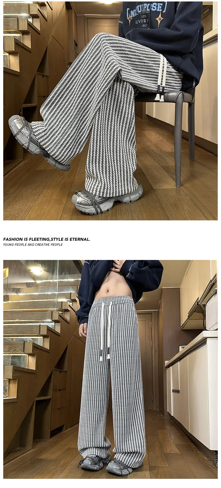 New Jacquard Wide Leg Pants