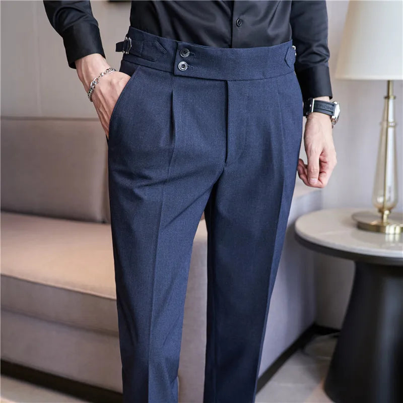 Grexy Slim - 2026 Spring Men High Waist Pant Casual Slim Belt Design