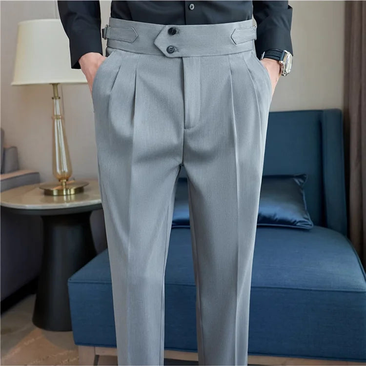 Grexy Slim - 2026 Spring Men High Waist Pant Casual Slim Belt Design