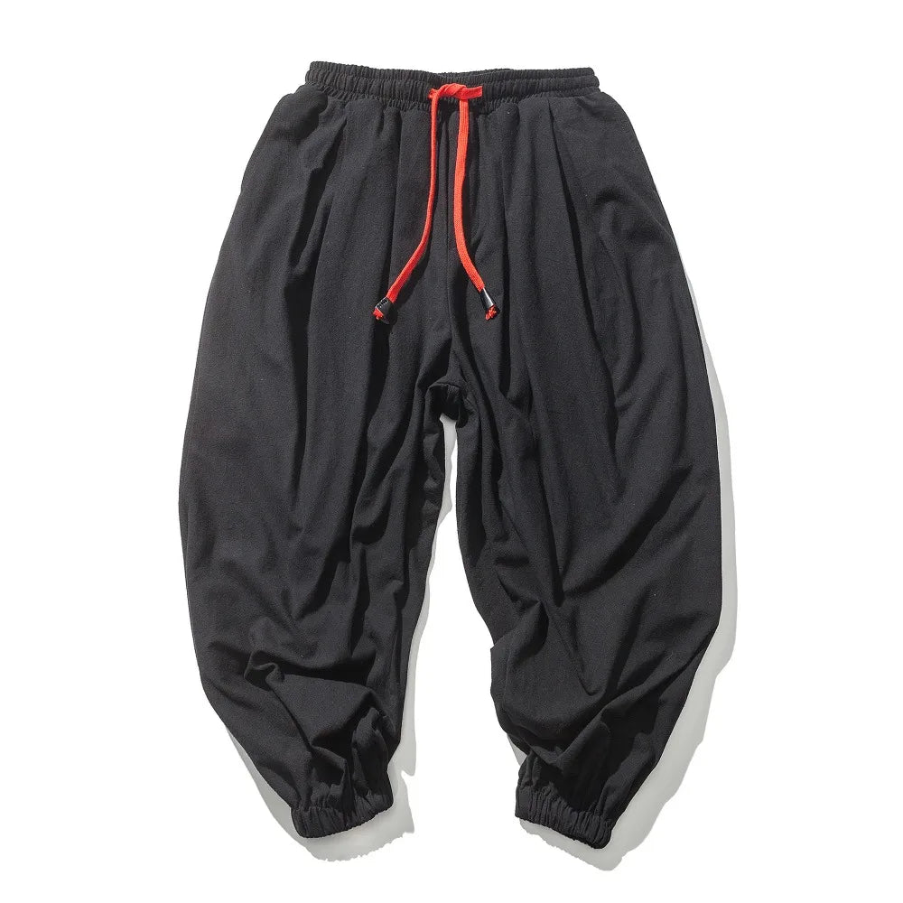 Wide-Leg Cotton Linen Joggers