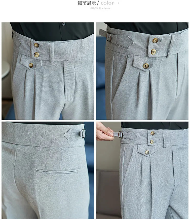 Grexy Slim - 2026 Spring Men High Waist Pant Casual Slim Belt Design