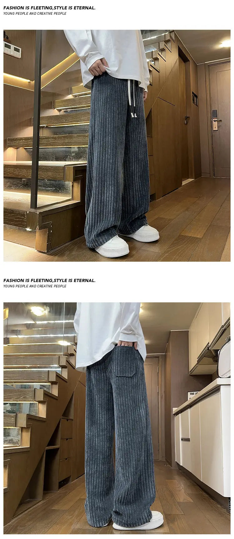 New Jacquard Wide Leg Pants